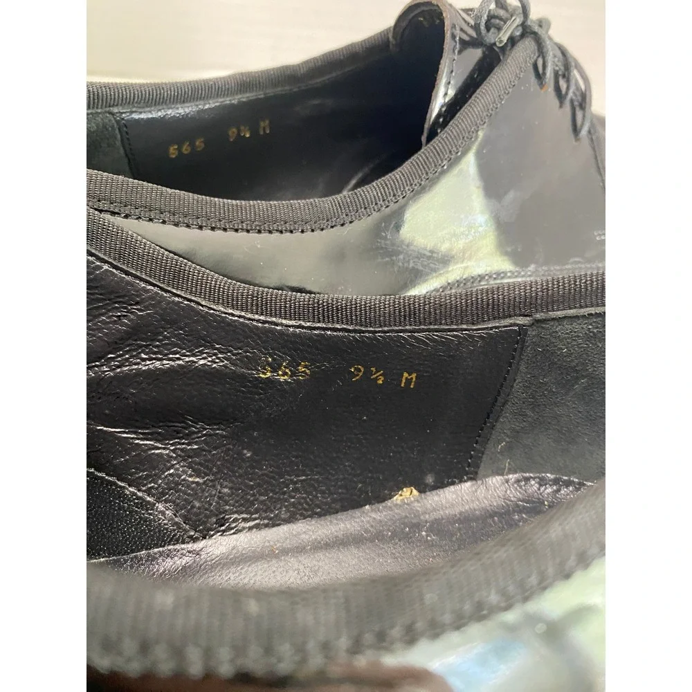 Pronto Uomo Oxford Shoes Men 9.5 Black Patent Leather Lace Up Formal Dress
